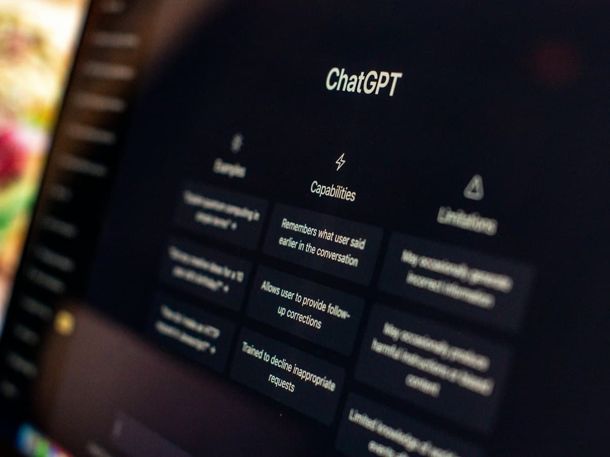 Laptop screen showing an AI chat interface